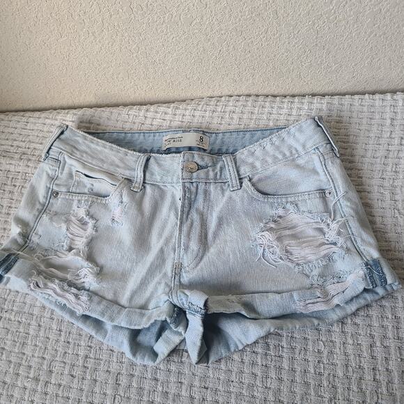 American Eagle Outfitters Blue Distressed Jean Shorts Size 8 29W - Picture 2 of 11